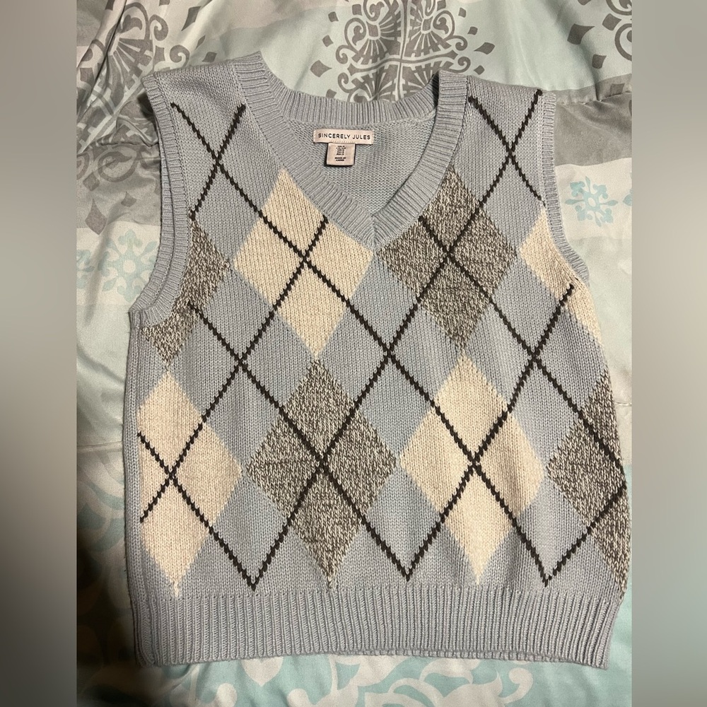 Blue Argyle Sweater Vest